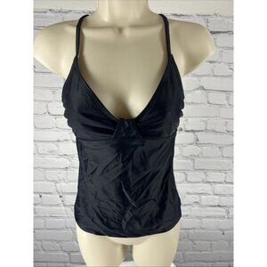 Athleta Black Tankini Swim Top Underwire Unlined Crossback 32 B/C